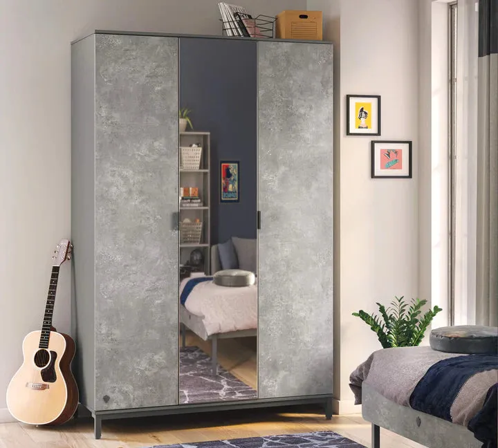 Cilek Space Gray 3 Doors Wardrobe