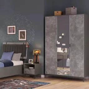 Cilek Space Gray 3 Doors Wardrobe