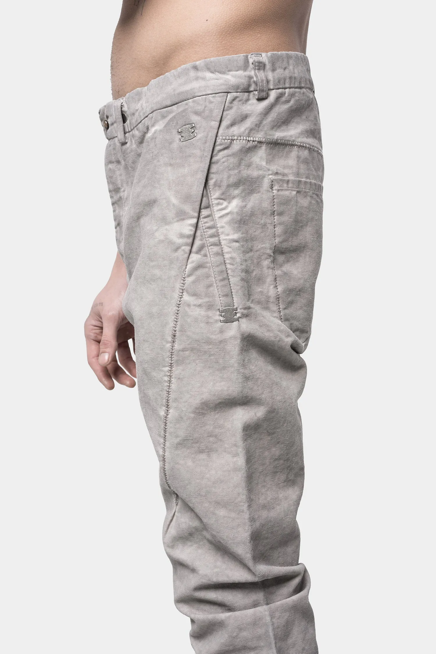 Cold dyed staple detail trousers, Alu