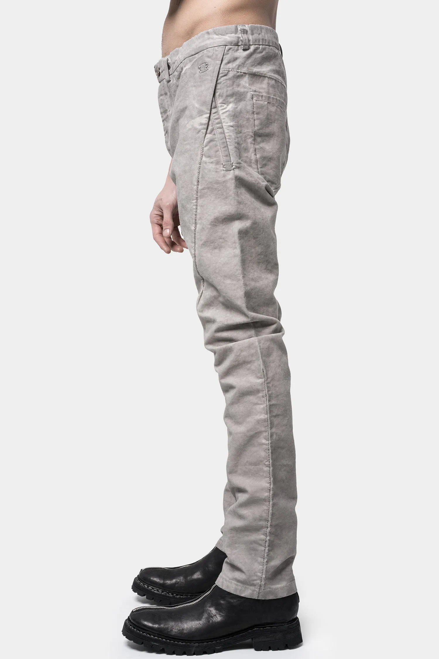 Cold dyed staple detail trousers, Alu