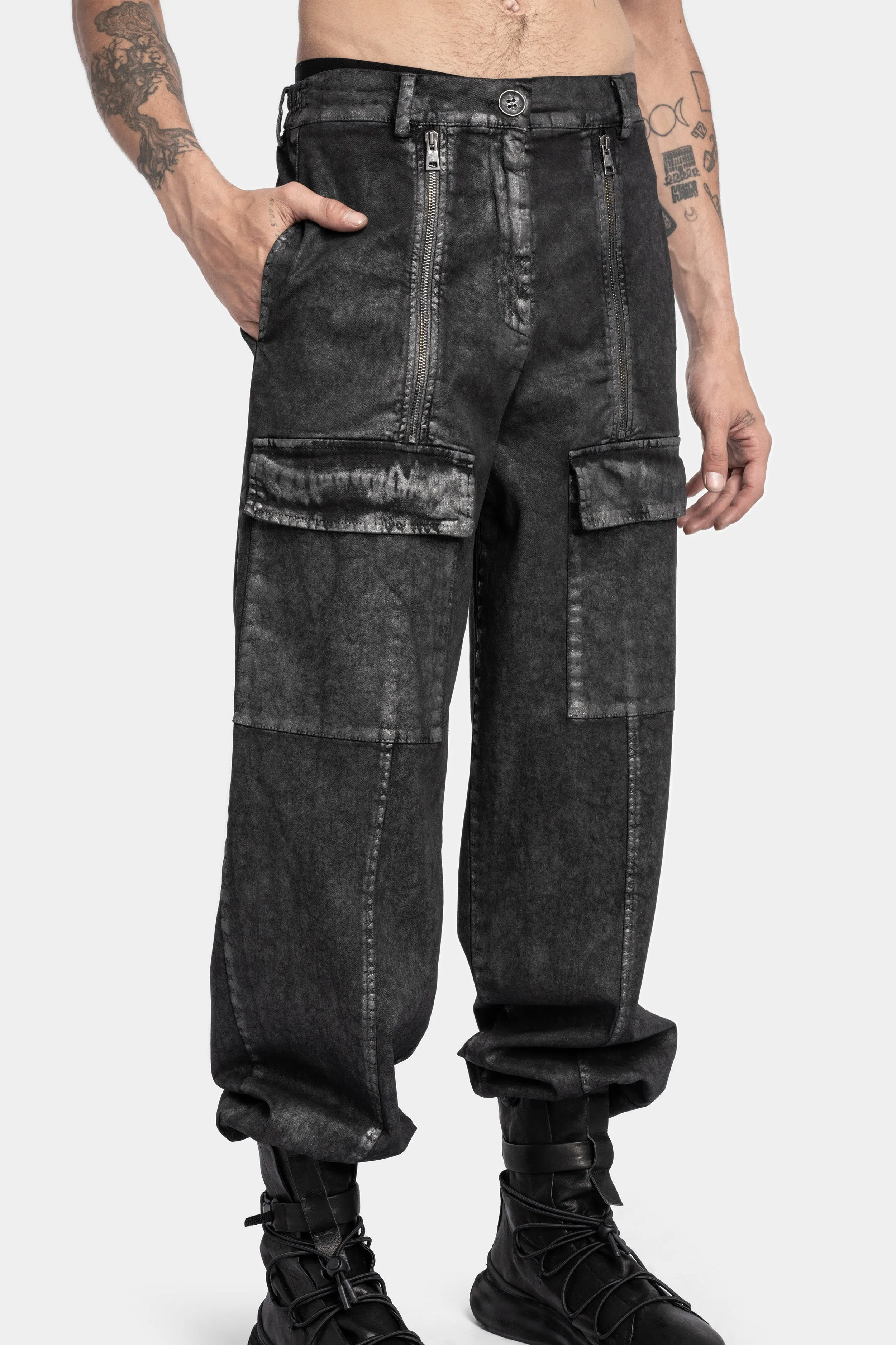 Cotton twill over-dyed cargo pants