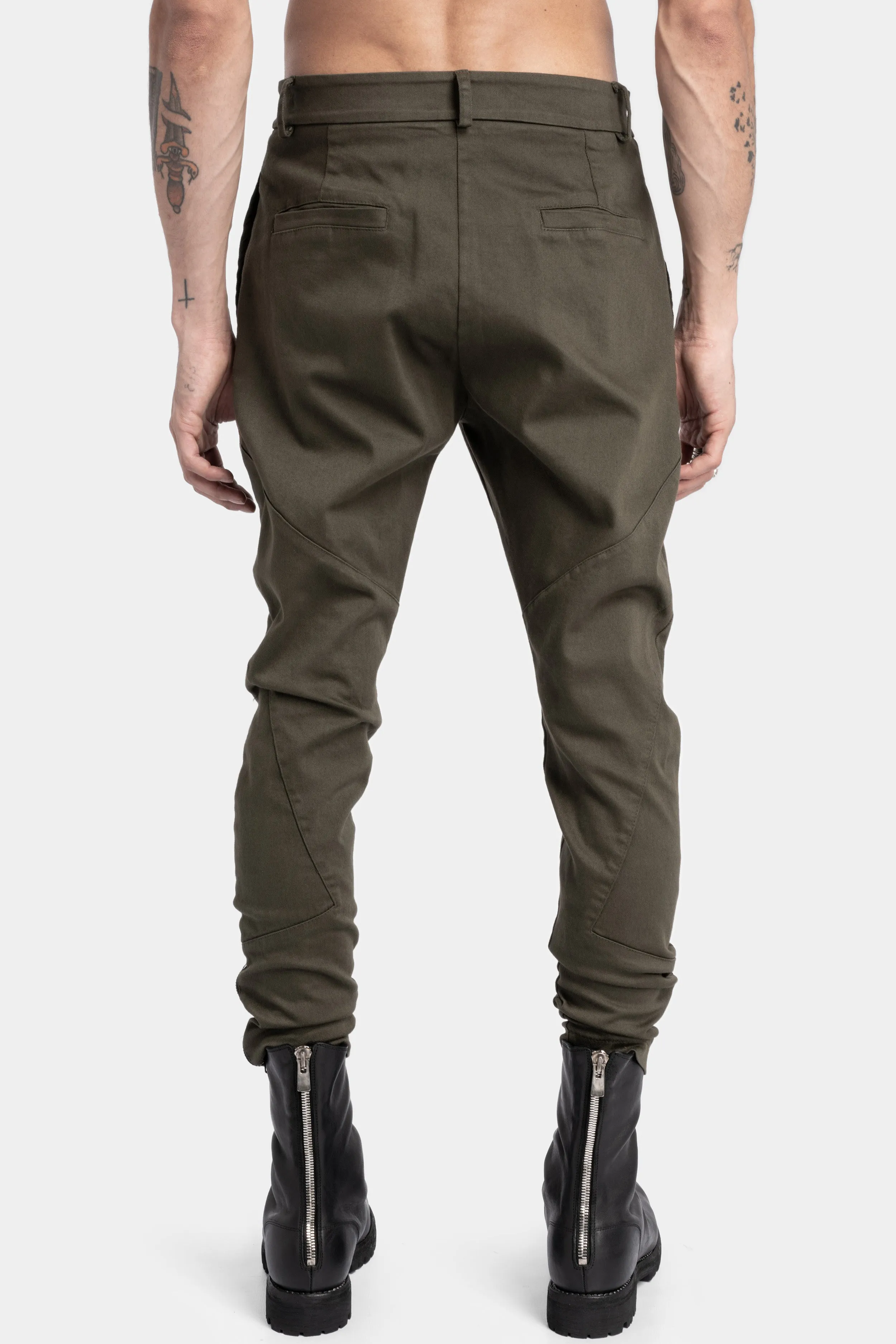 Cotton twill skinny trousers, Military Green