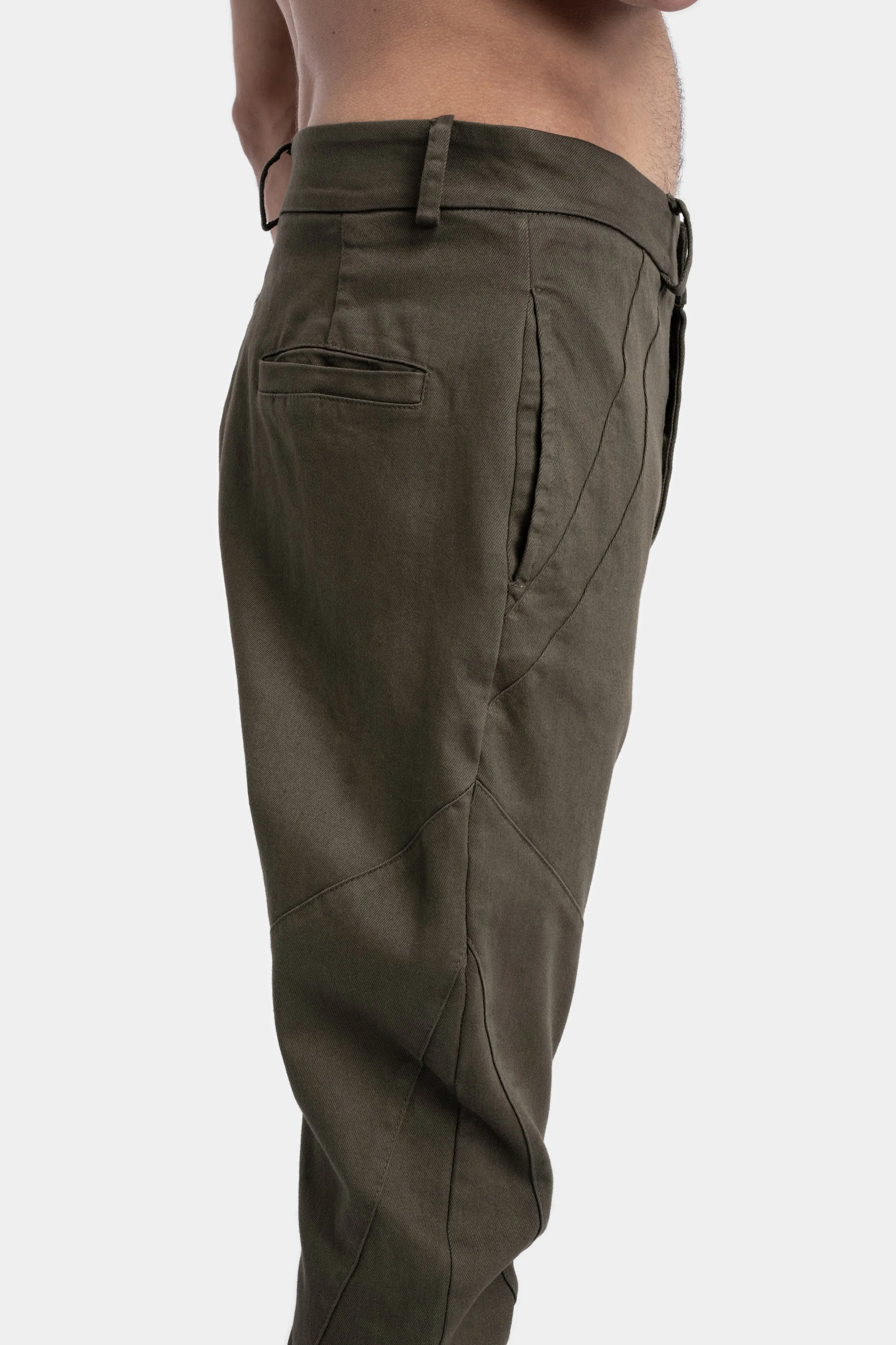 Cotton twill skinny trousers, Military Green