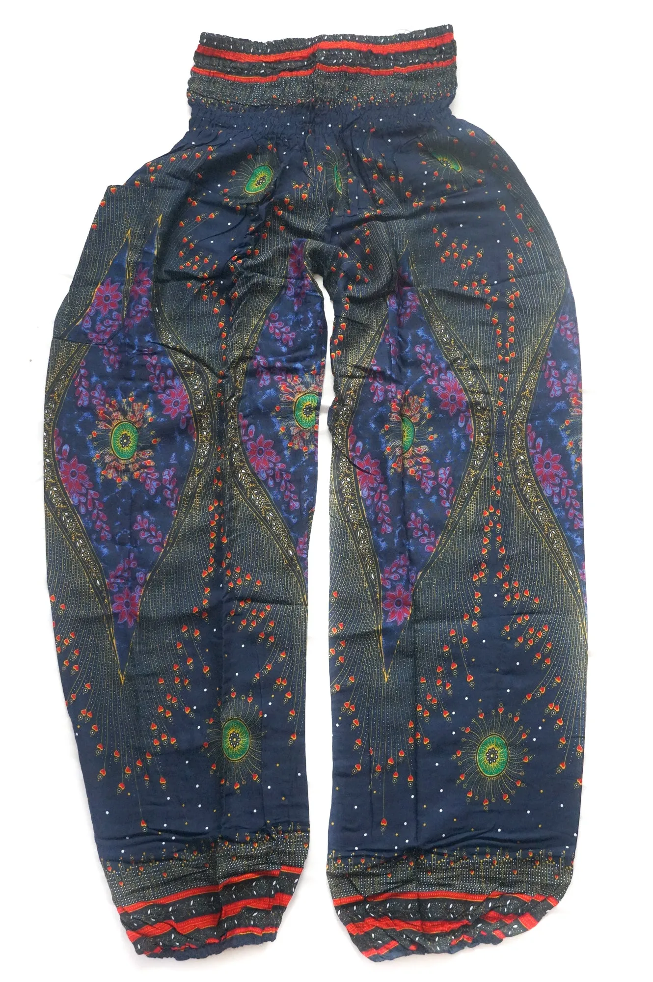 Dark Blue Peacock Eye Harem Pants