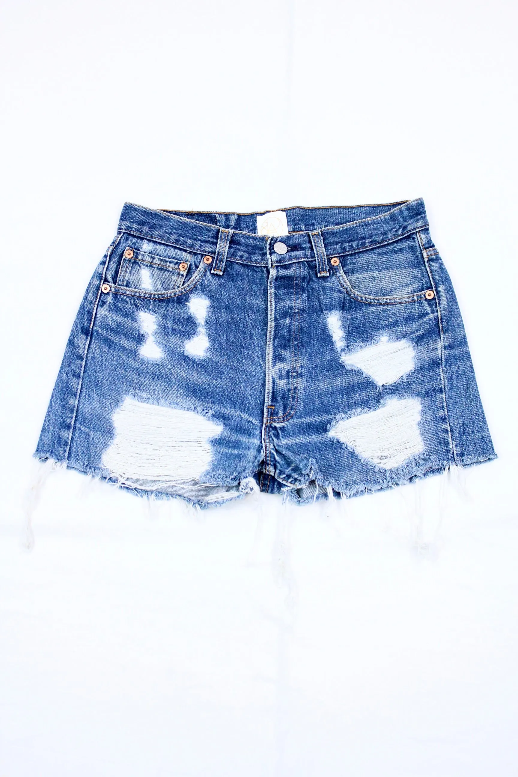 Denice & Ana - Ripped Front Denim Shorts