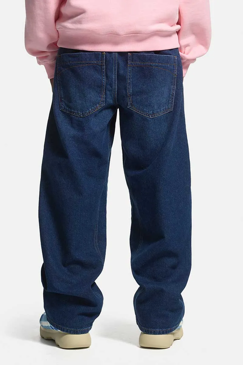 DISTINCTIVE BAGGY DENIM DARK BLUE WASHED