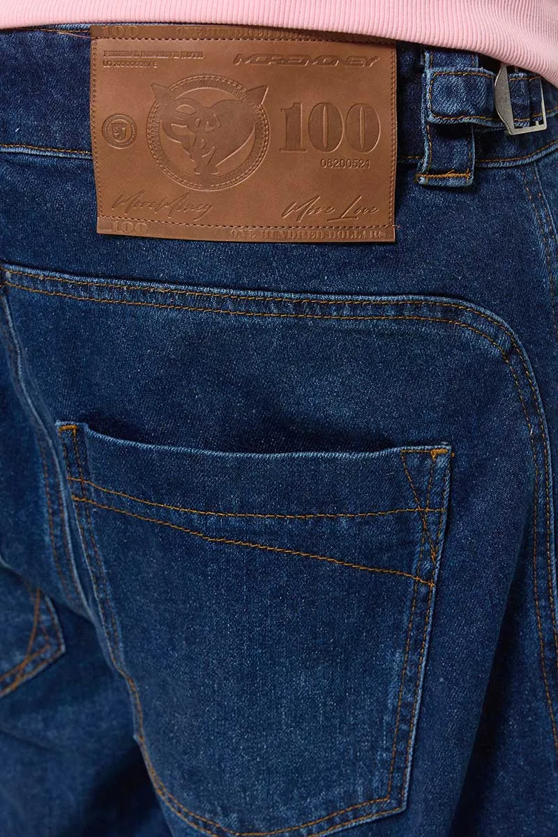 DISTINCTIVE BAGGY DENIM DARK BLUE WASHED