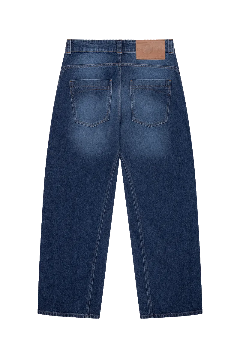 DISTINCTIVE BAGGY DENIM DARK BLUE WASHED