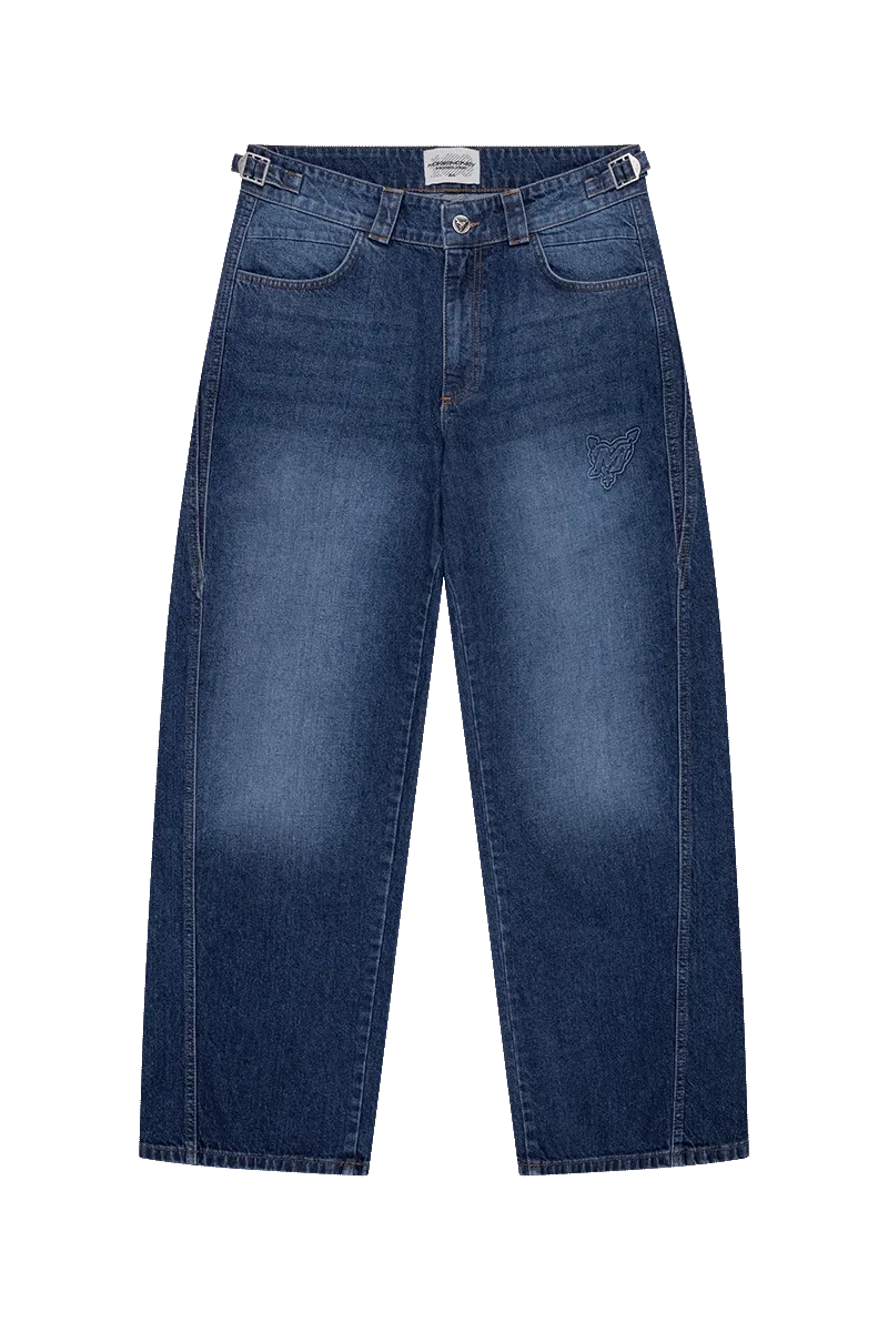 DISTINCTIVE BAGGY DENIM DARK BLUE WASHED