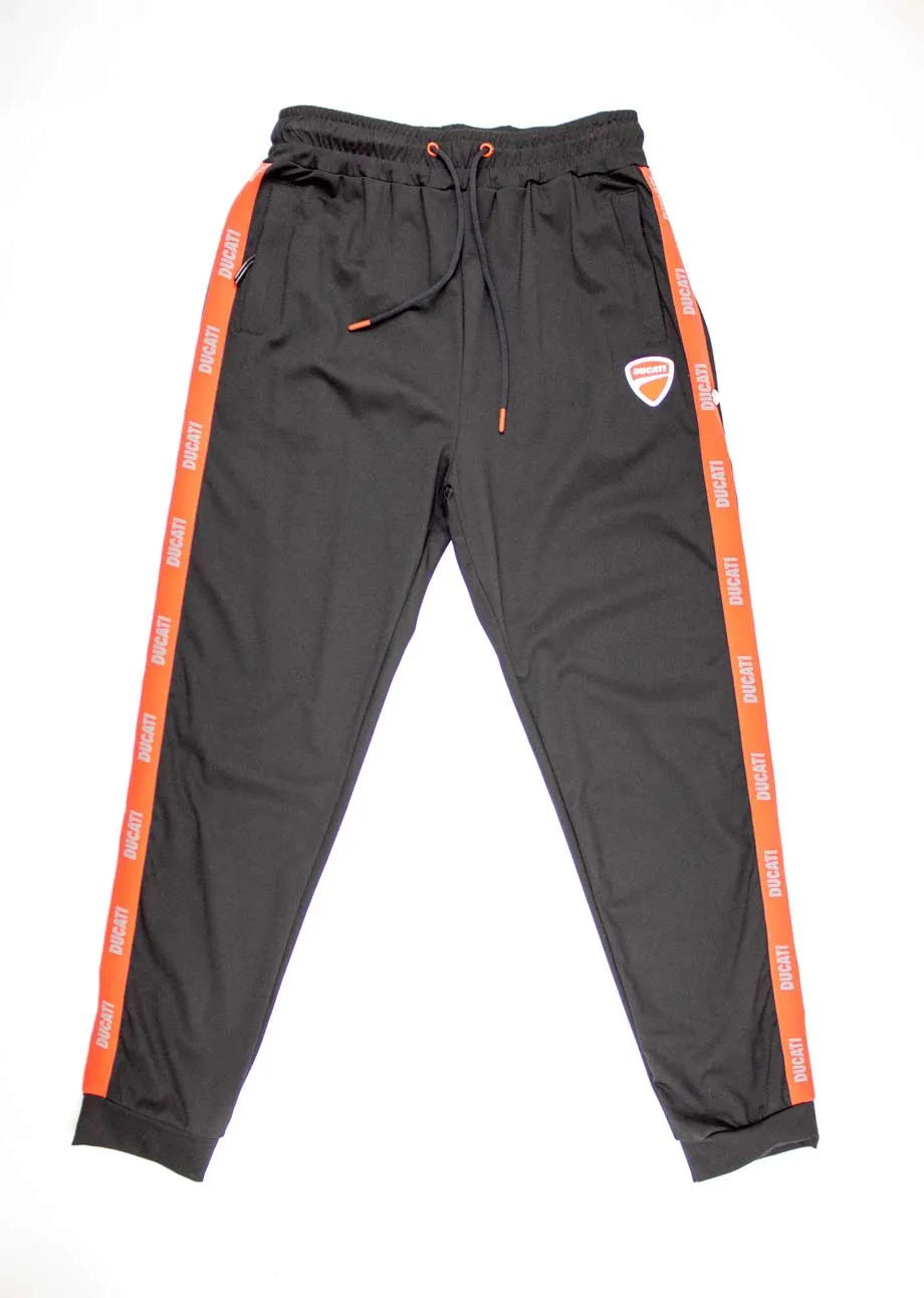 Ducati Black Trackpants Red Stripe