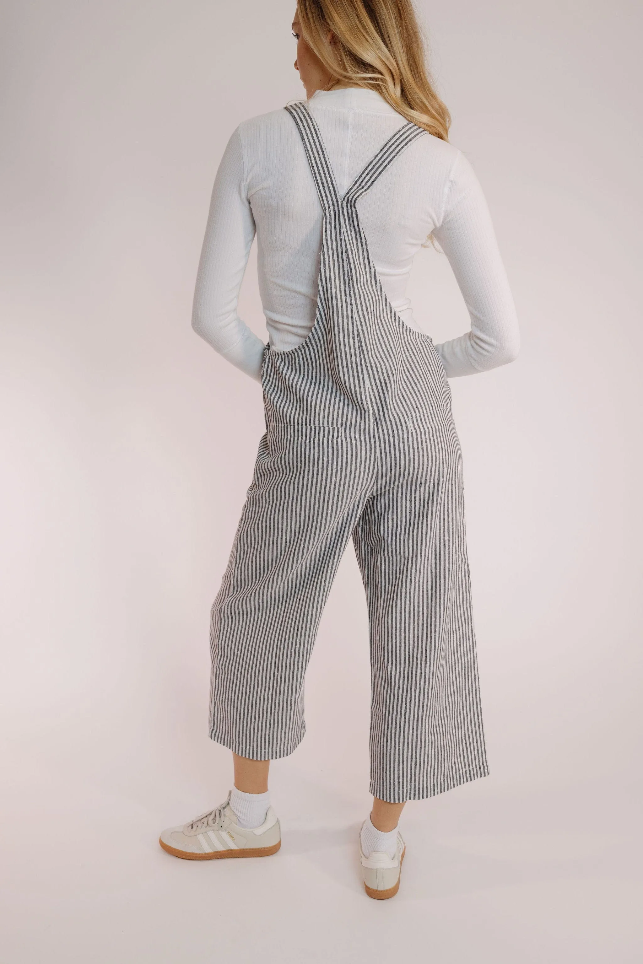 Eiffel Jumpsuit in Black-White Stripe