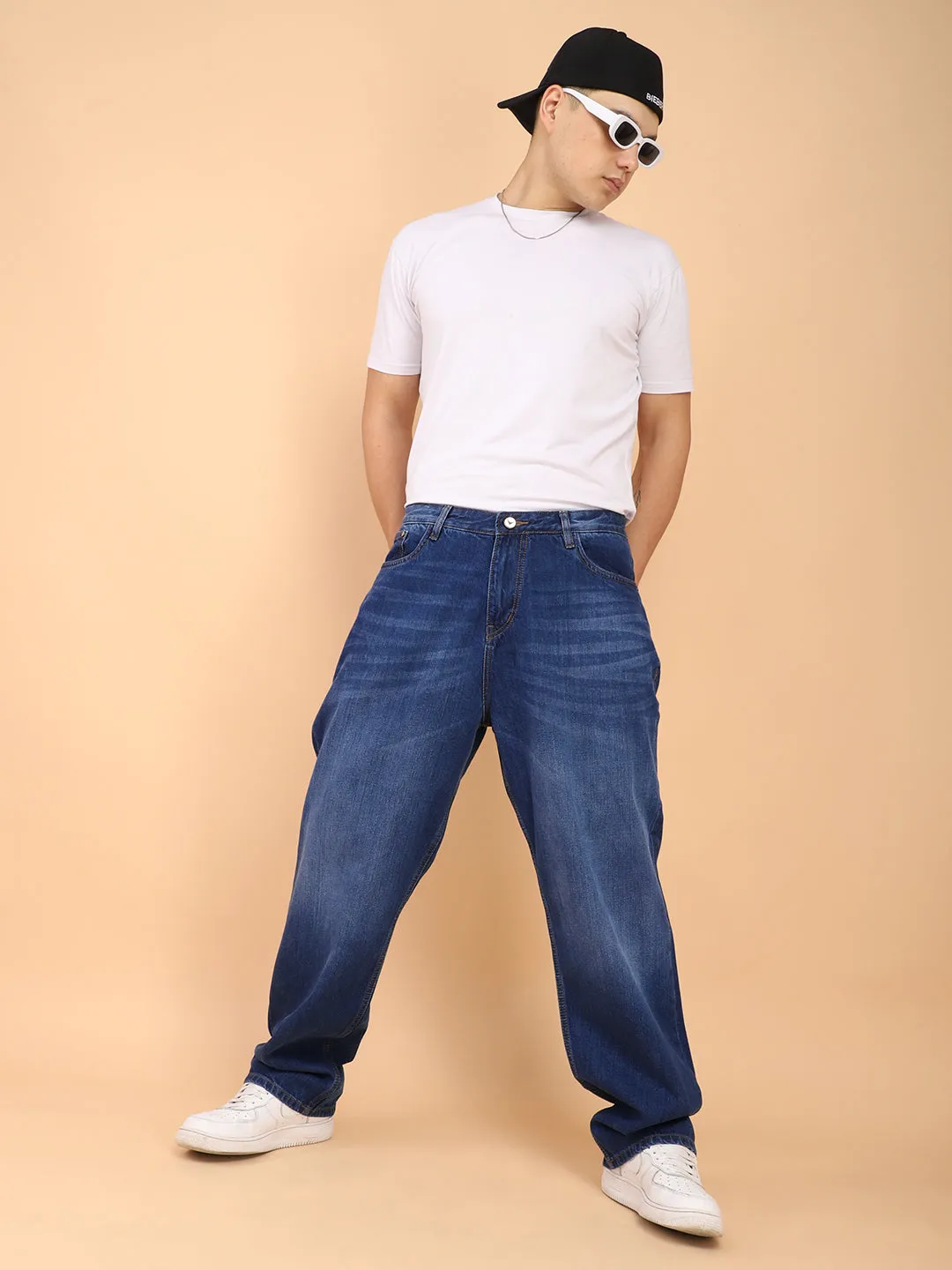 Fantasy Light Blue Baggy Fit Denim Cargo