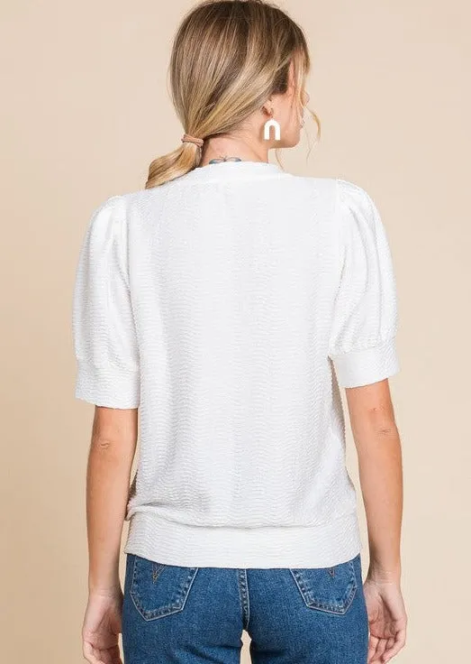 FINAL SALE - Textured Puff Sleeve Tops - 2 Colors!