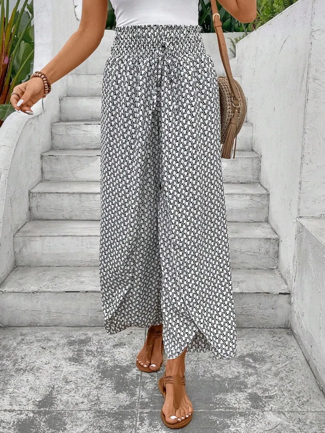 Finnley Tied Printed Wide Leg Pants