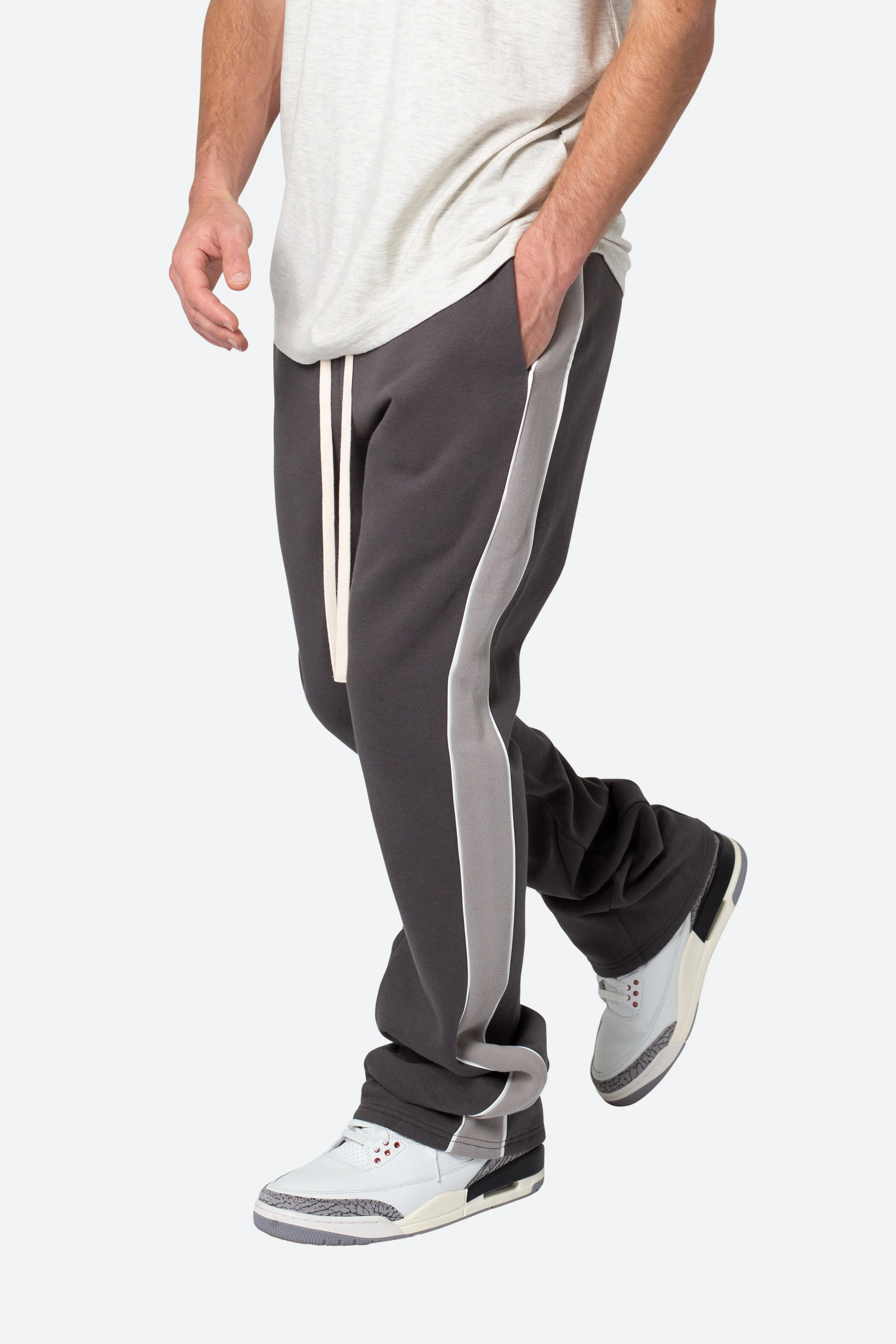 Flared Panel Track Pants - Grey