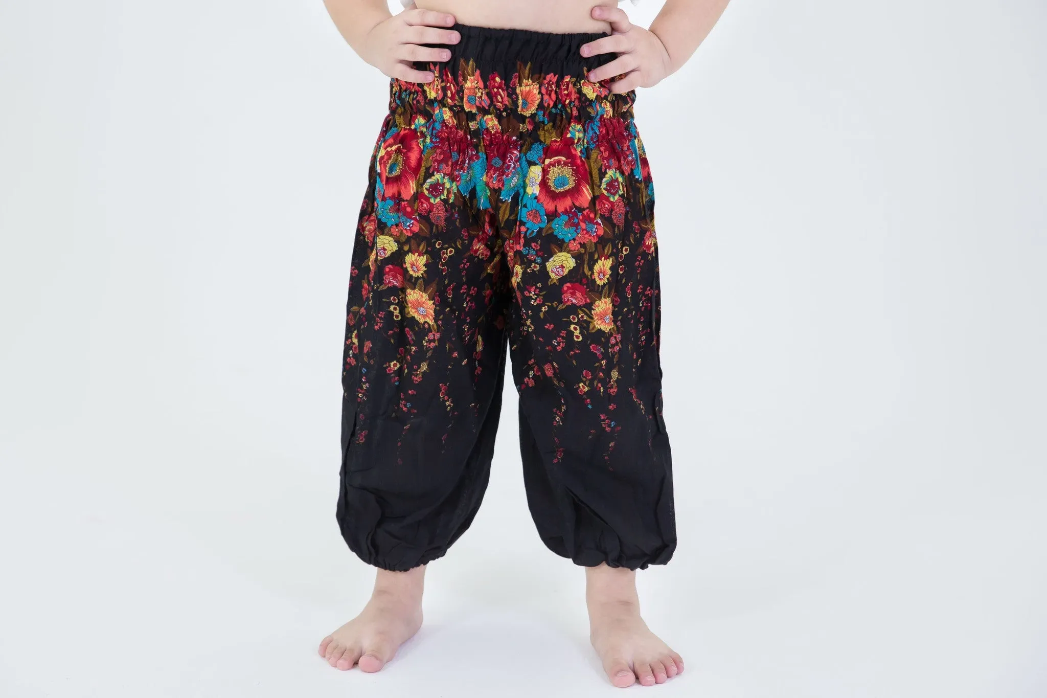 Floral Kids Harem Pants in Black