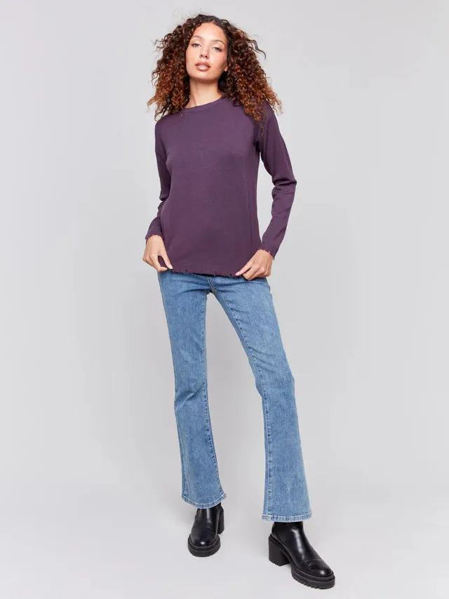 FRAYED EDGE HEM SWEATER