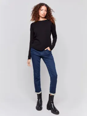 FRAYED EDGE HEM SWEATER