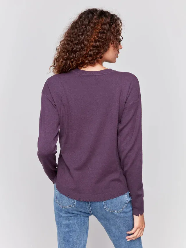 FRAYED EDGE HEM SWEATER