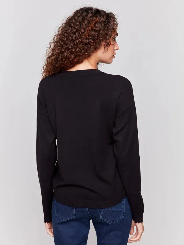 FRAYED EDGE HEM SWEATER