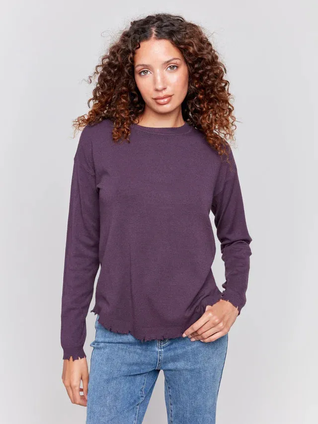 FRAYED EDGE HEM SWEATER