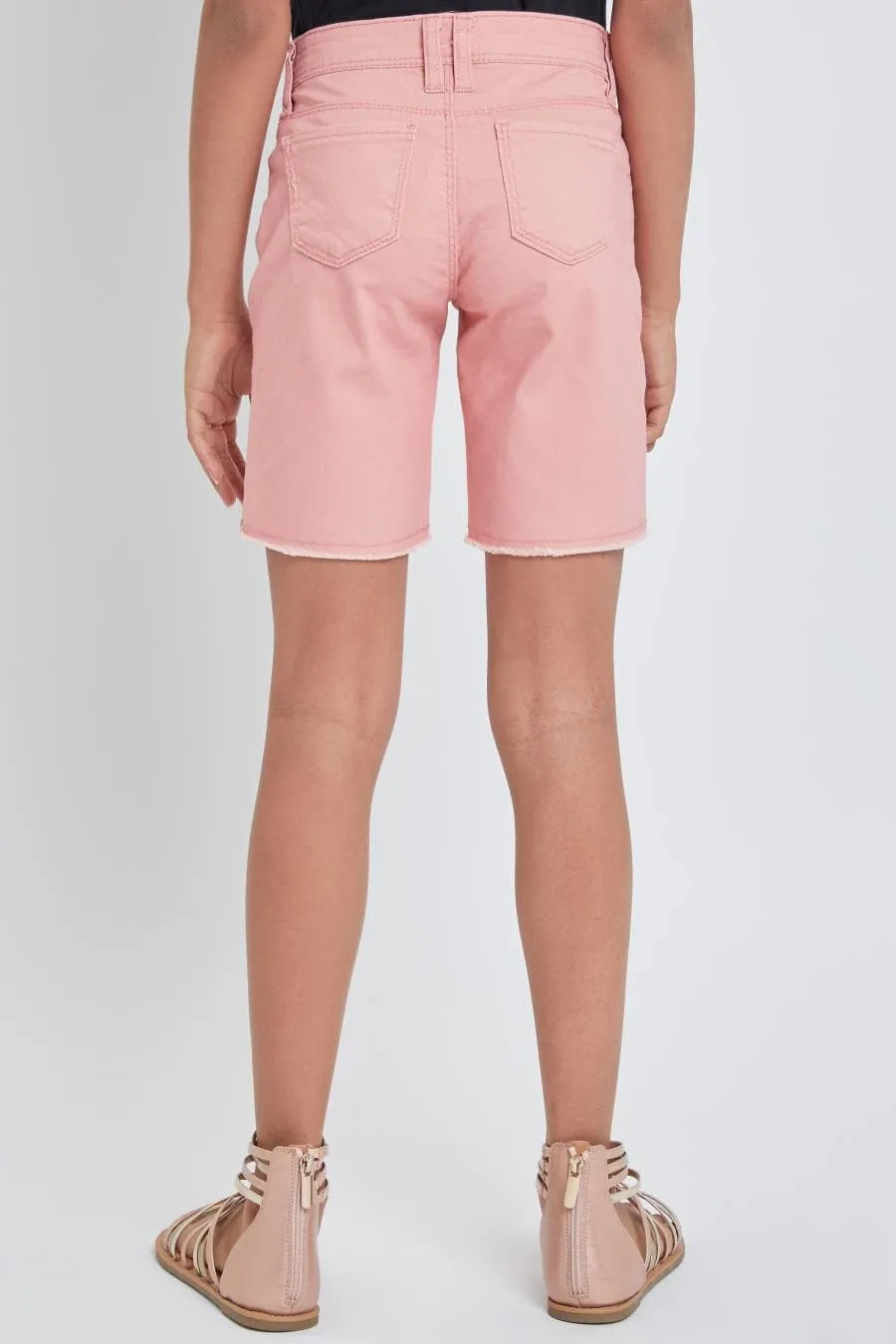 Girls Twill Frayed Hem Bike Shorts