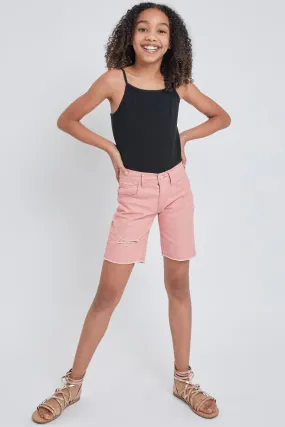 Girls Twill Frayed Hem Bike Shorts