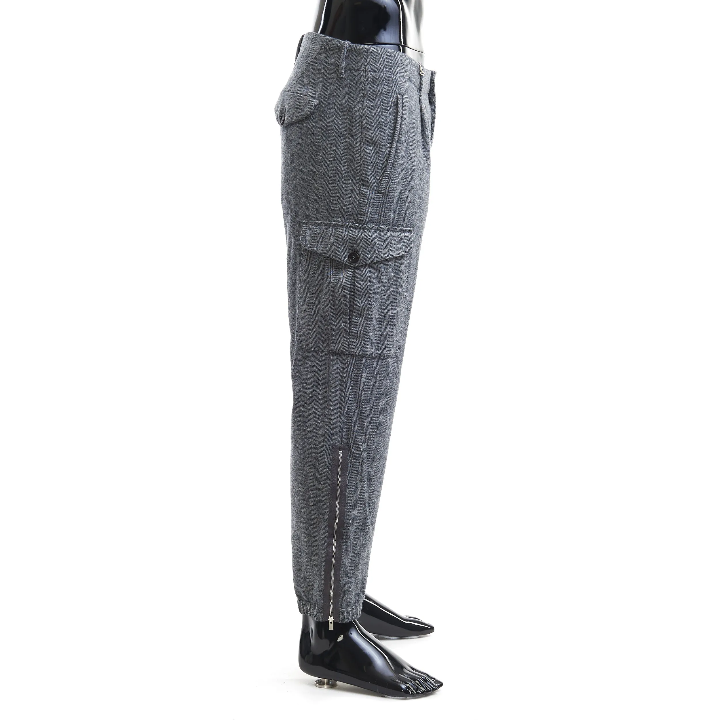 Grey Herrington Bone Pattern Virgin Wool Pants