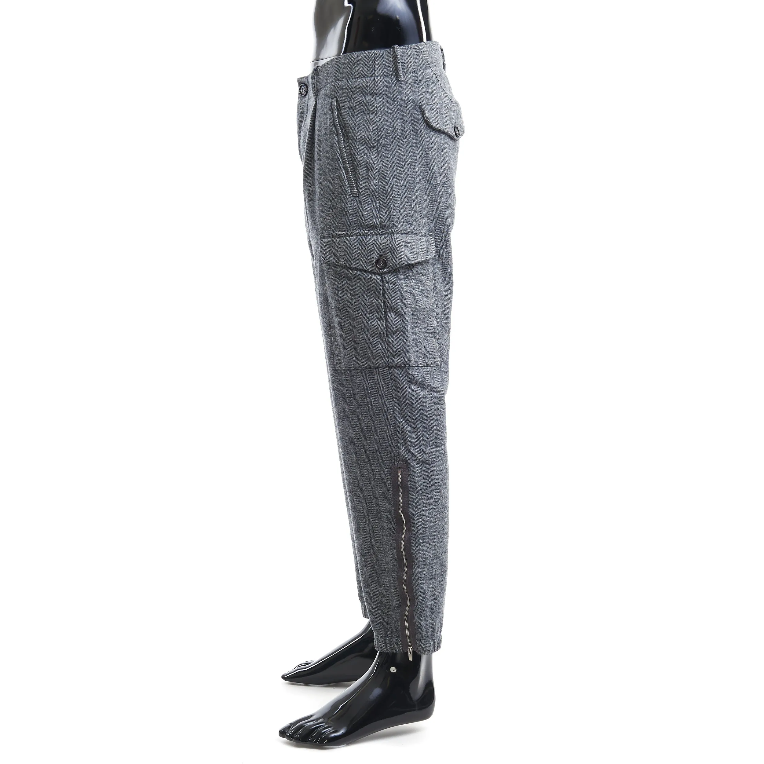 Grey Herrington Bone Pattern Virgin Wool Pants