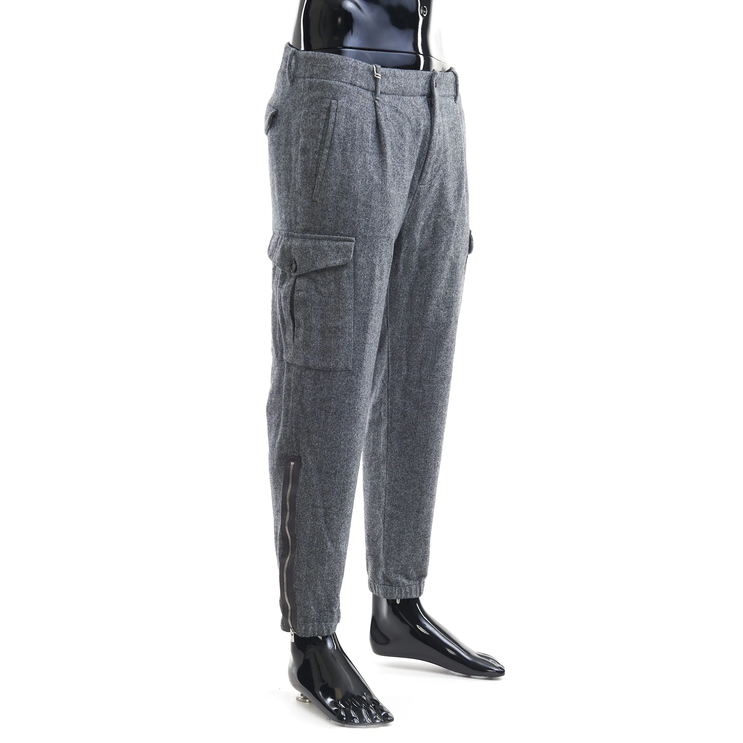 Grey Herrington Bone Pattern Virgin Wool Pants