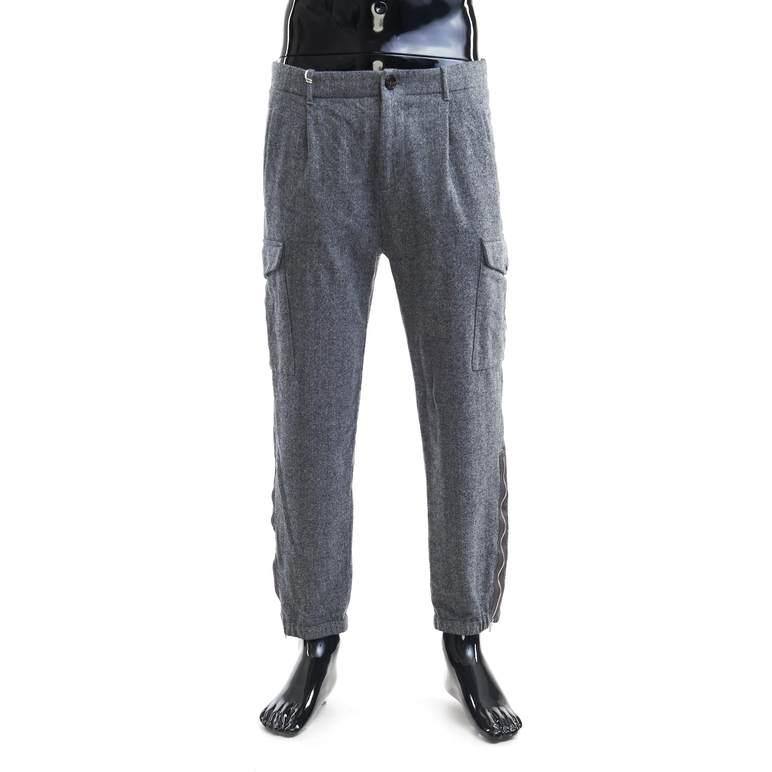 Grey Herrington Bone Pattern Virgin Wool Pants