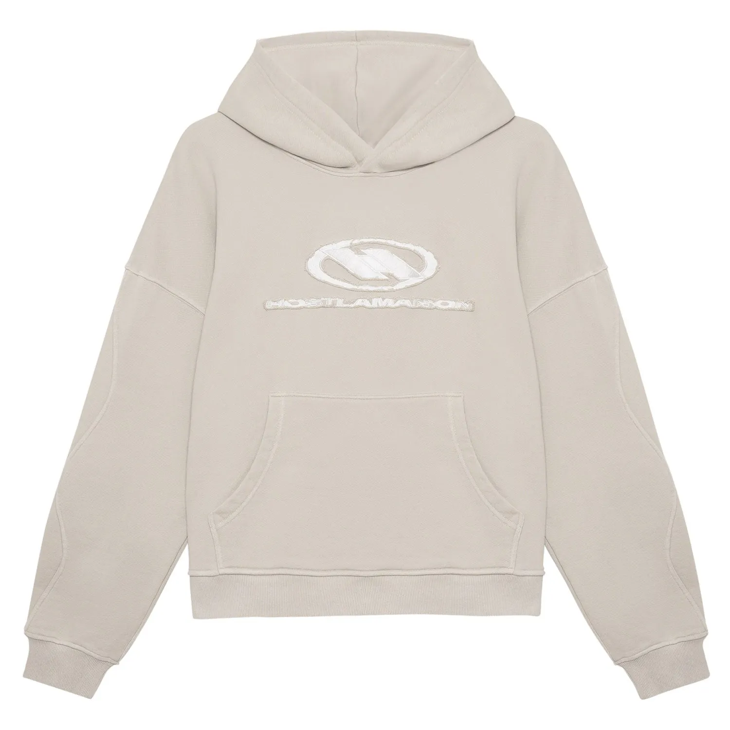 GREY RIPPED LOGO HOODIE