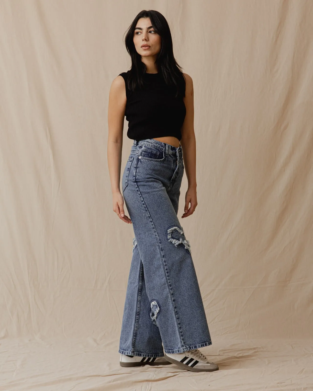 Heart-Shaped Denim Pants