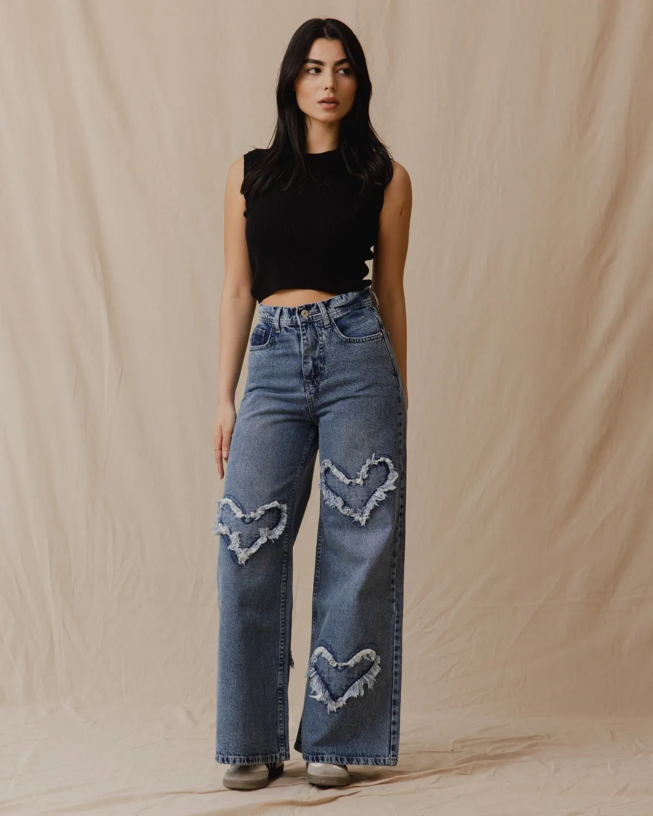 Heart-Shaped Denim Pants