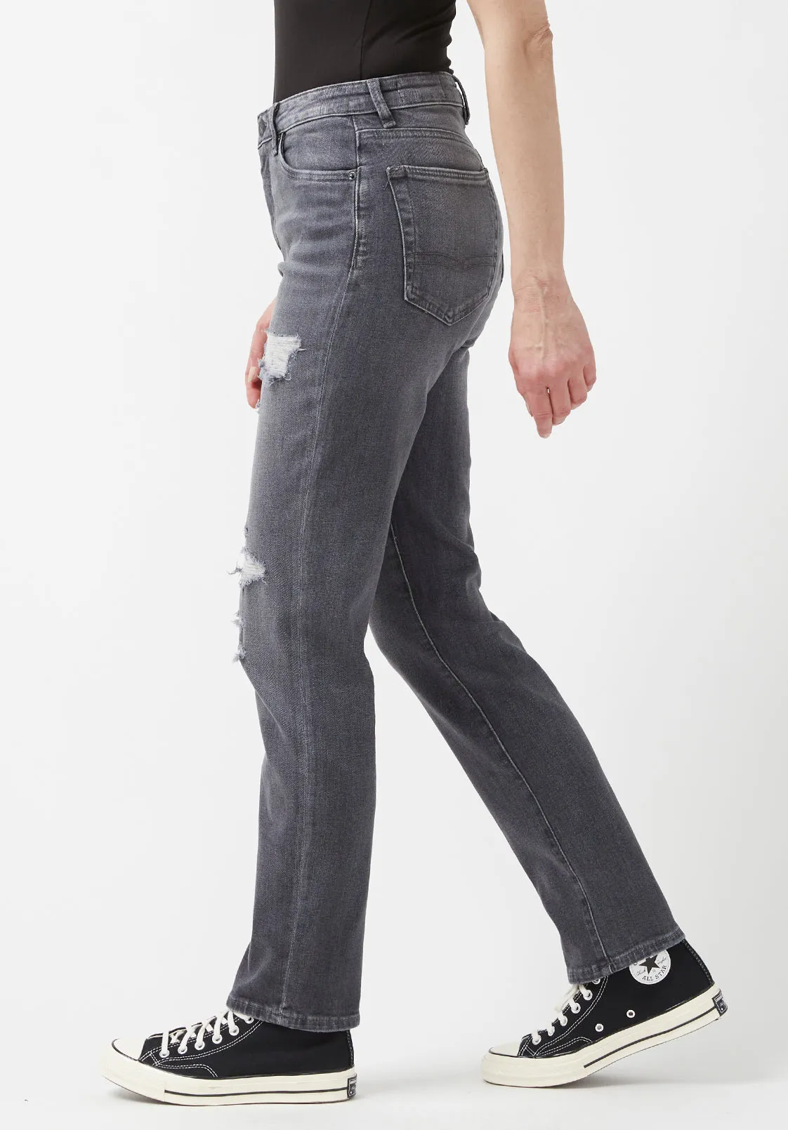 High Rise Straight Jayden Women's Jeans in Authentic Grey - BL15845