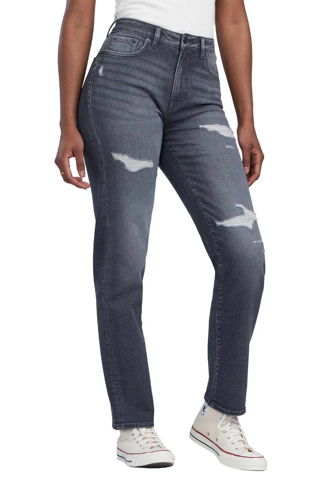 High Rise Straight Jayden Women's Jeans in Authentic Grey - BL15845