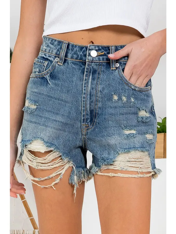 HIGH WAISTED DENIM SHORT