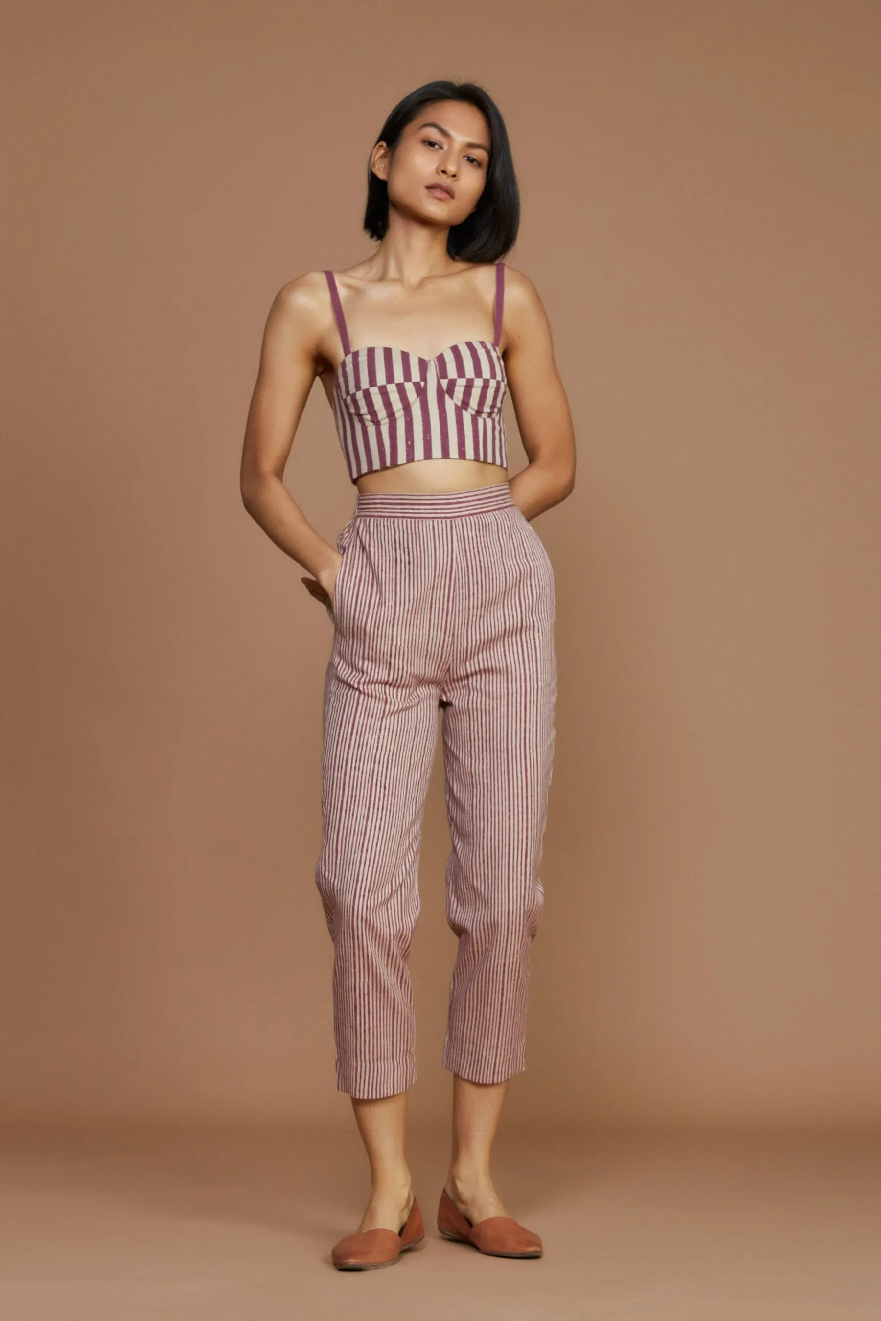 Ivory with Mauve Striped SE Pants