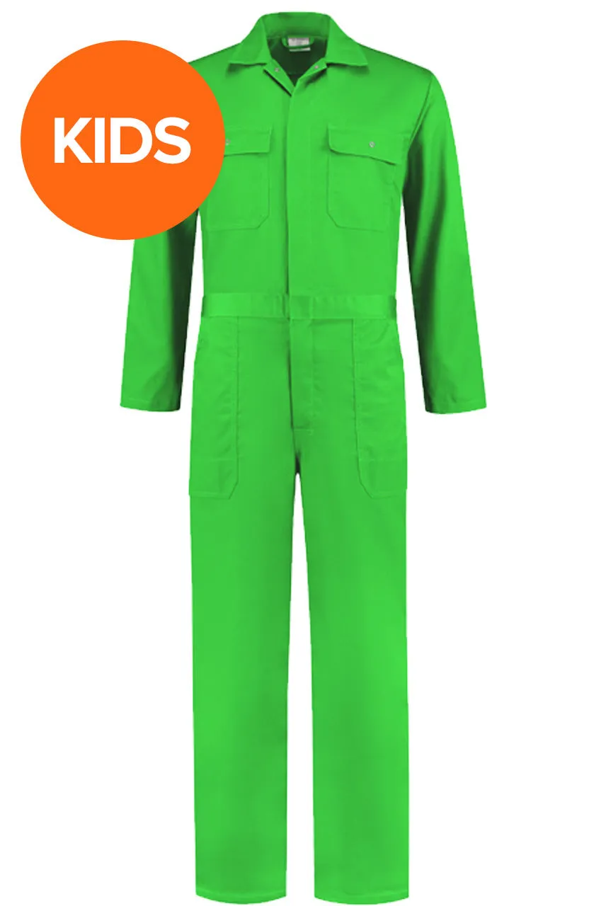 Kinderoverall polyester/katoen lime