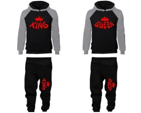 King Queen Couple Hoodies and Jogger Pants, Matching Top and Bottom Set