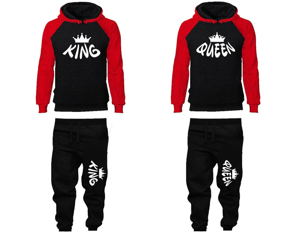 King Queen Couple Matching Hoodies and Jogger Pants Top Bottom Matching Set