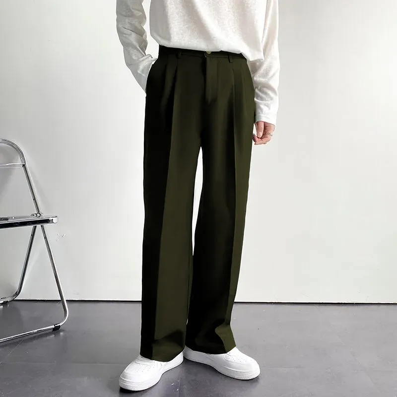 Korean Baggy Loose Fit Pants For Men - Military Green