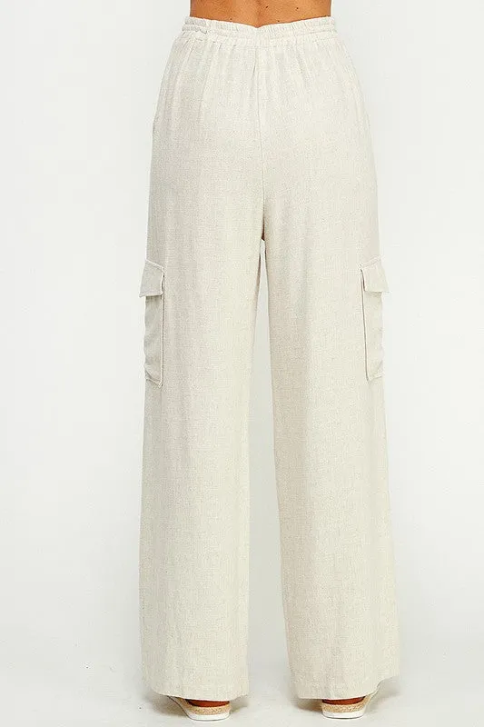 Linen Blend Cargo Pants