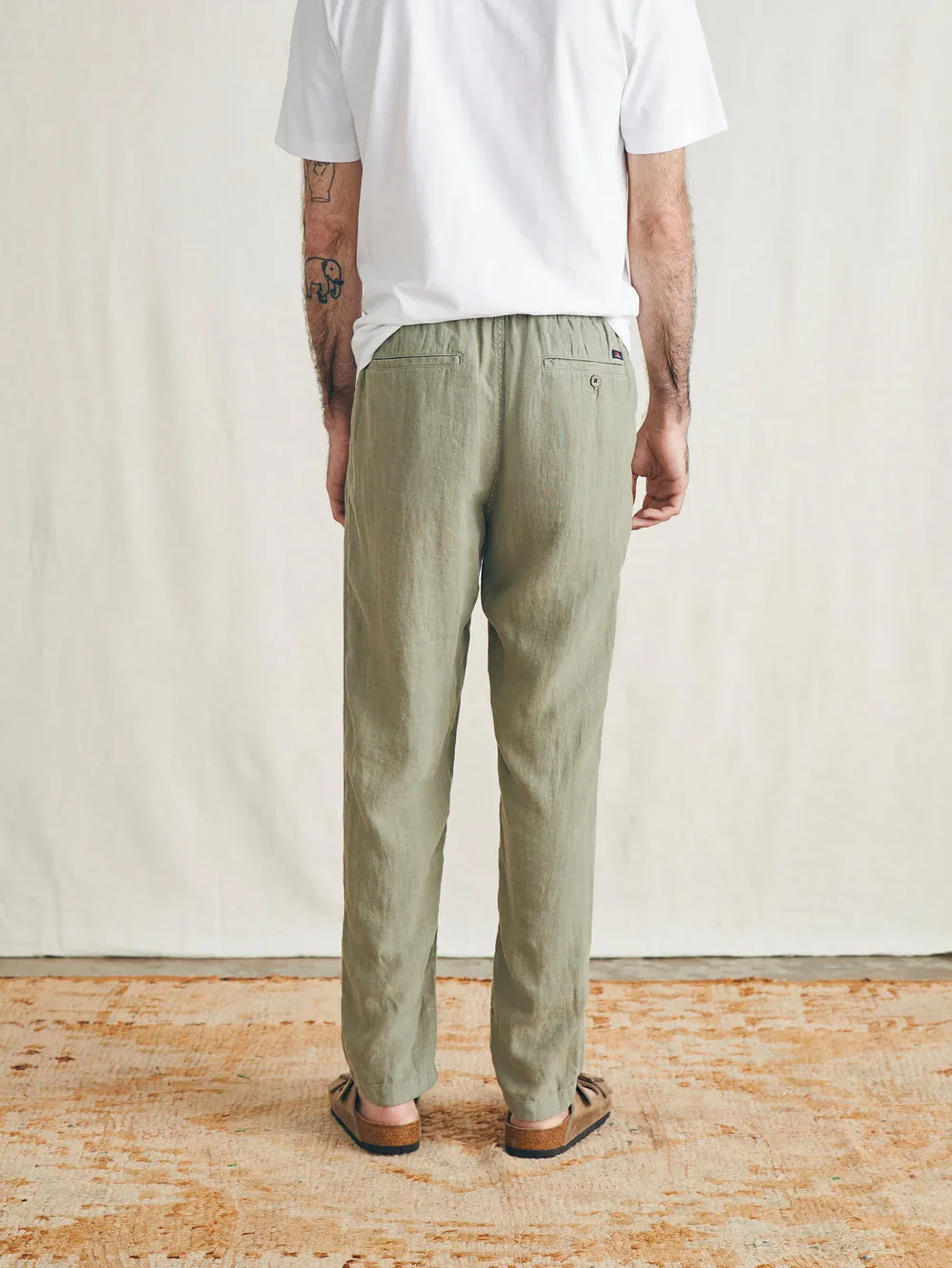 Linen Drawstring Pants - Canyon Olive