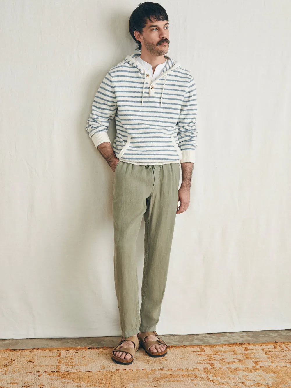 Linen Drawstring Pants - Canyon Olive