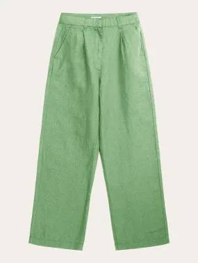 Loose natural linen pants - Shale Green