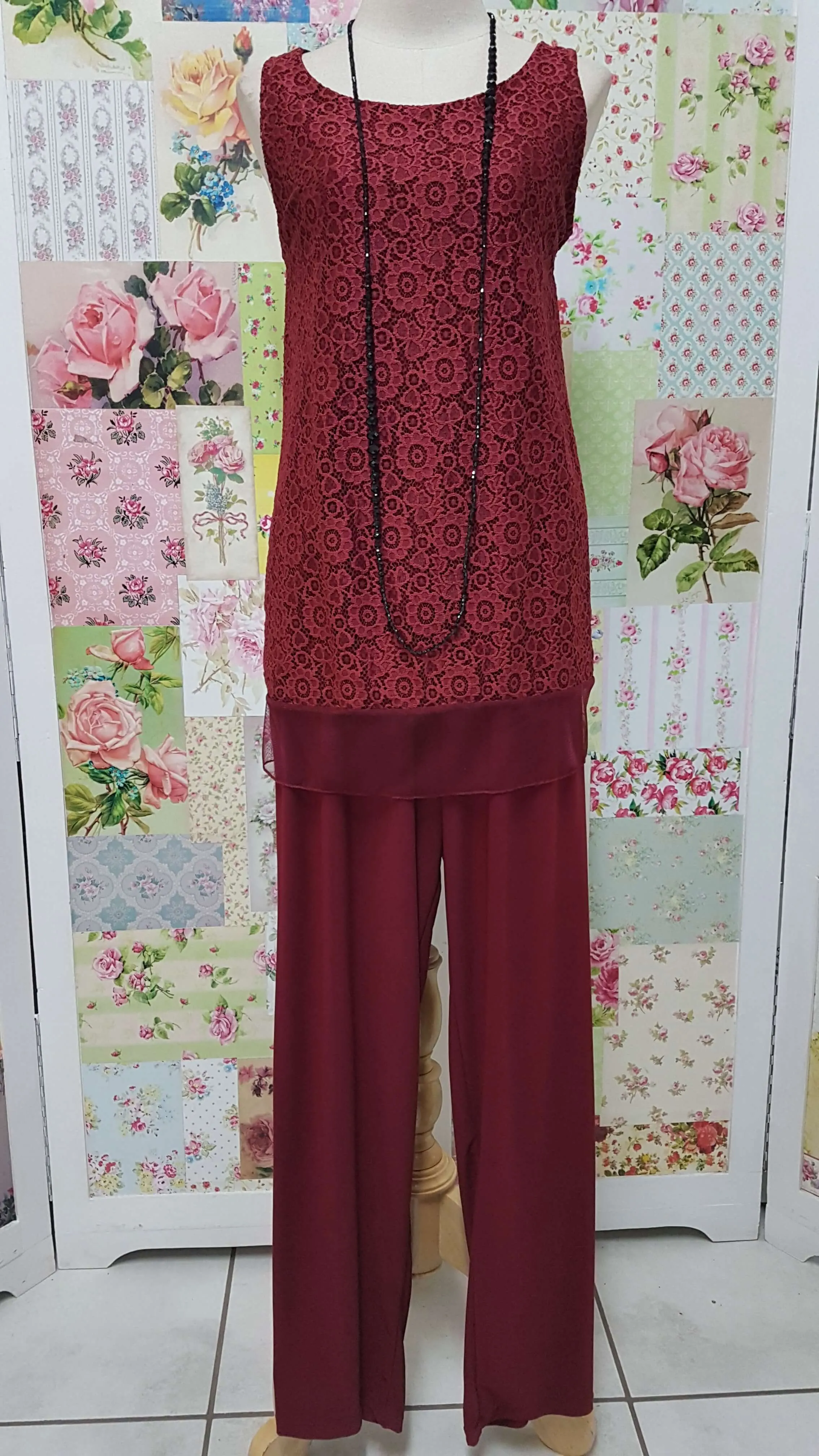 Maroon 2-Piece Pants Set JS0103