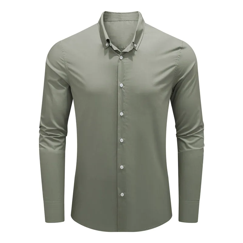 Mens Button Down Shirt High Grade Linen Cotton Shirts Plain Tops |  MC255374