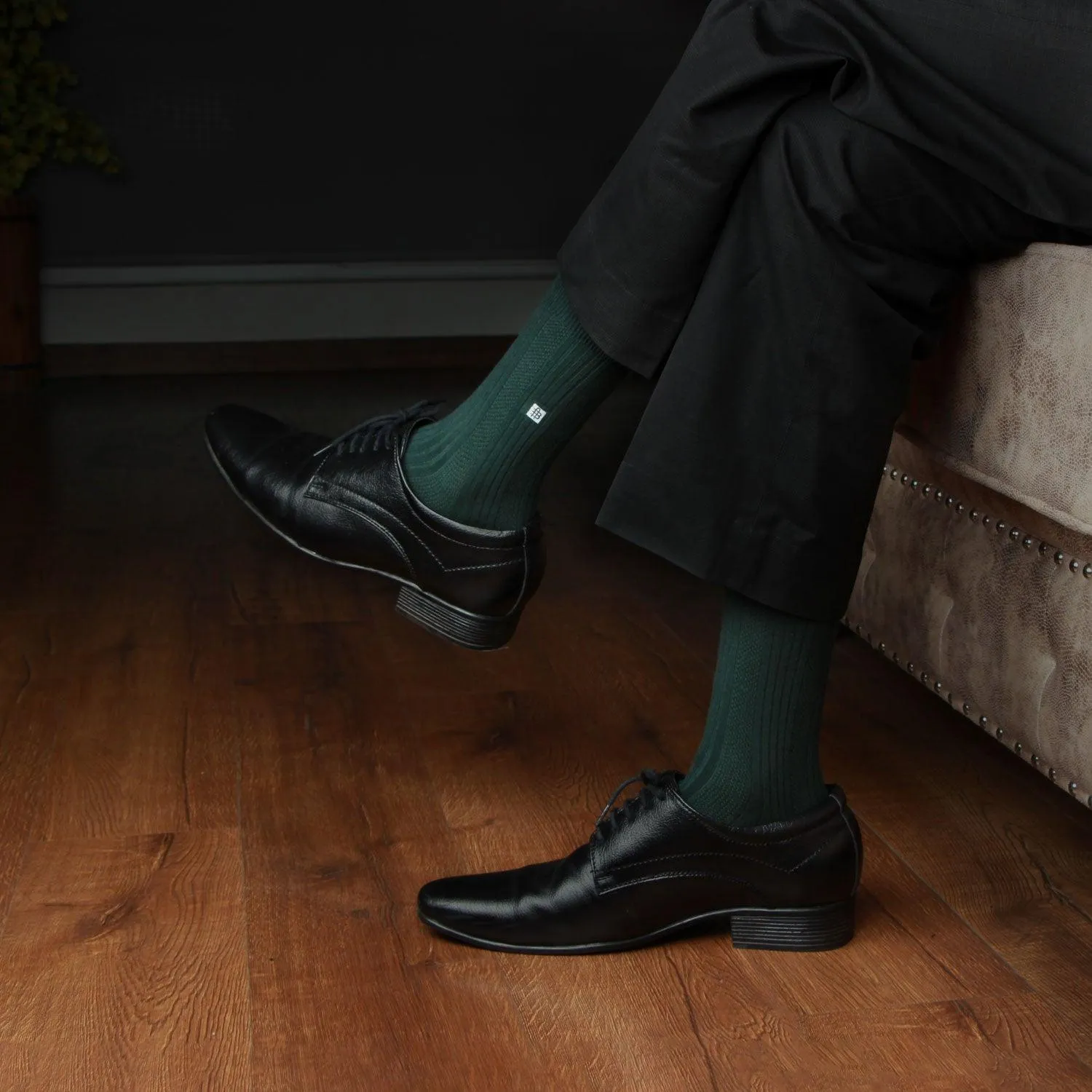 Men's Cosmic Ribbed Formal Socks - Bottle Green