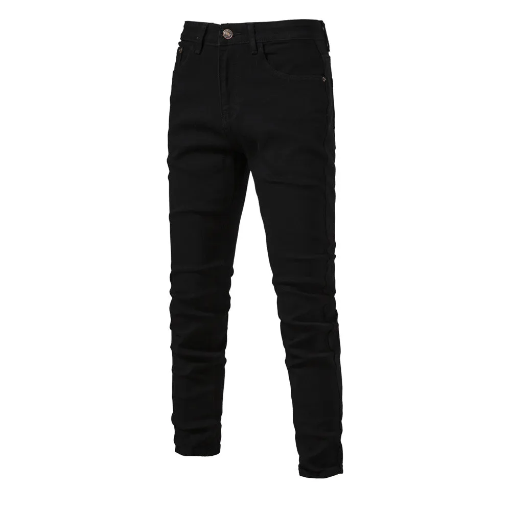 Men's Jeans Pants Casual Autumn Male Ripped Skinny Stretch Trouser Pants | ZH10